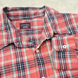 UNTUCKit Dark Pink Blue Green Mens Sz XL Casual Button Down Shirt Brushed Cotton